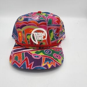 Vintage Team Inc Trucker Hat Adjustable Double Snapback Neon Colorful Vtg 90s